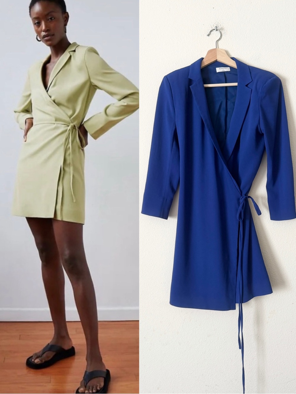 Aritzia Babaton MEDIUM Raine tie wrap dress in Wild Indigo blue